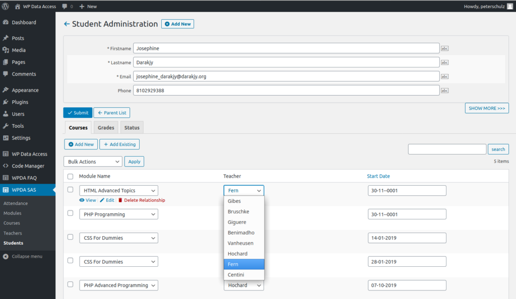WP Data Access – Data Explorer Inline Editing – lookup (click to ...
