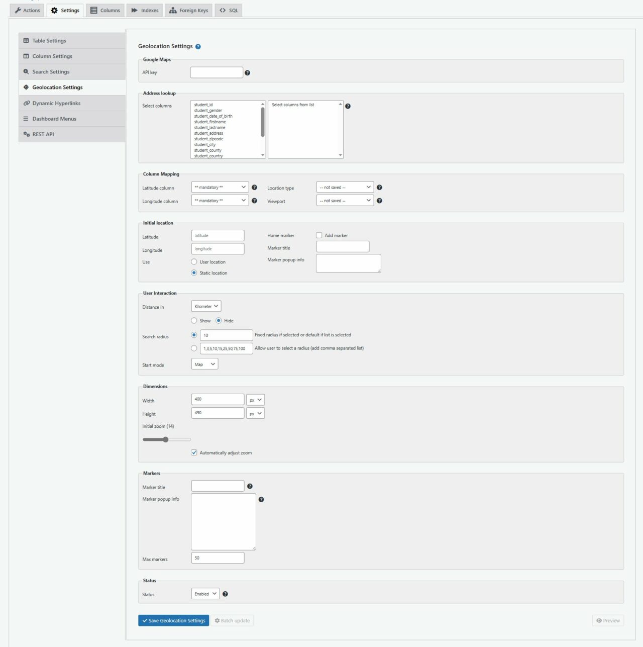 Settings | WP Data Access