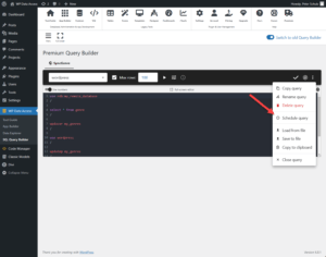 SQL Query Builder - schedule