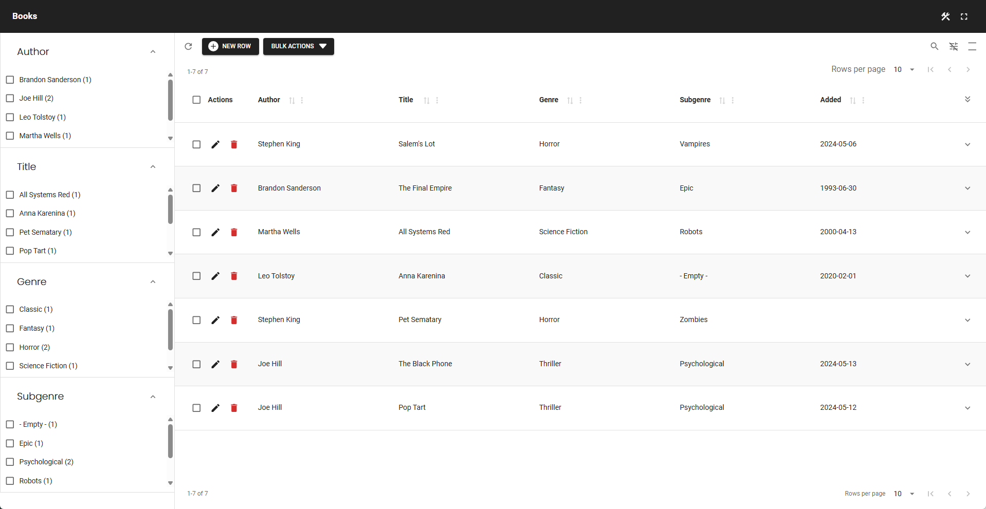 Table Builder - Responsive column filters