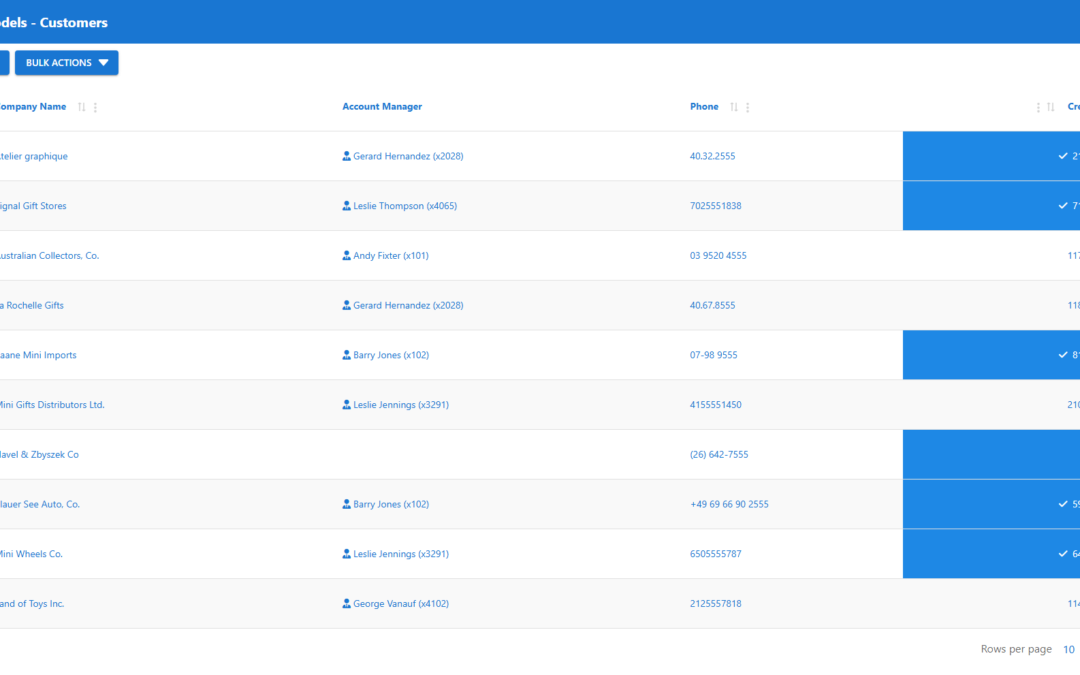 Table Builder – Customer table | WP Data Access